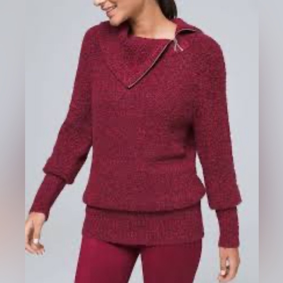 WHITE HOUSE BLACK MARKET Red side zip exaggerated collar woman soft sweater XS - Picture 1 of 12